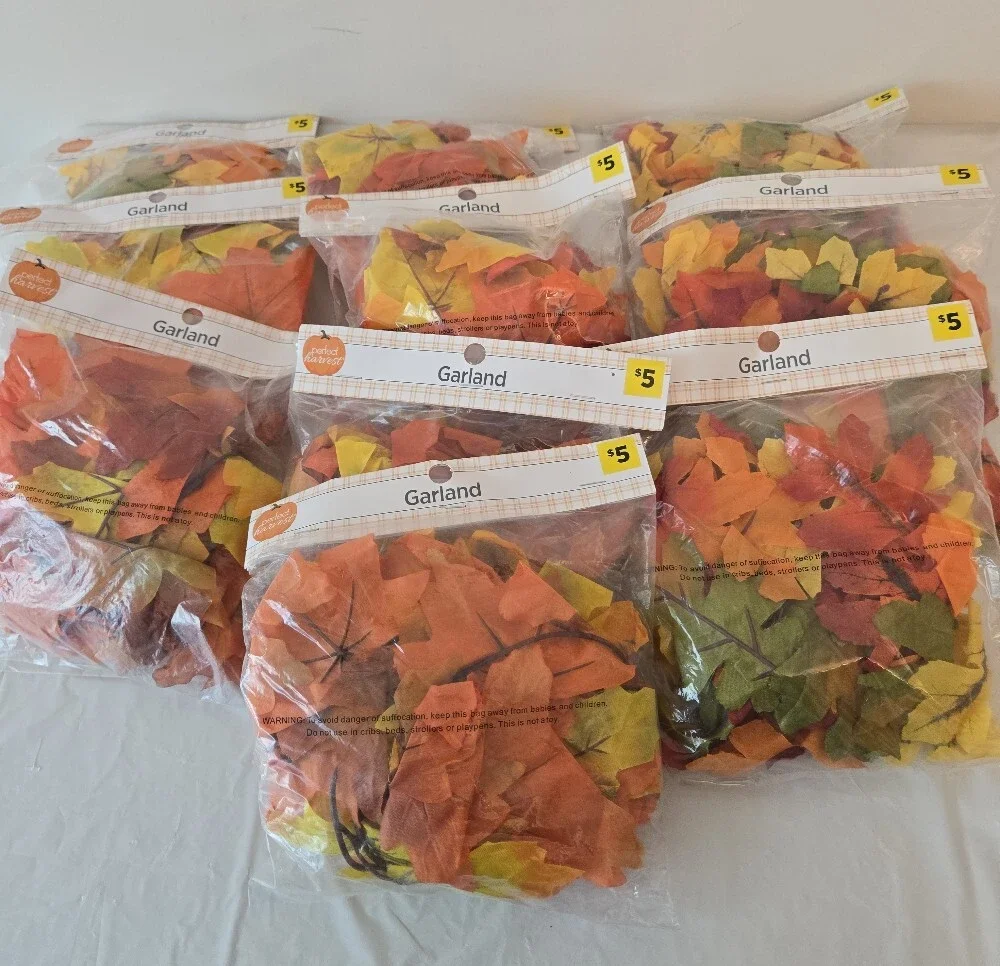 10-Pack Fall Leaf Garland Bundle | Autumn Harvest Thanksgiving Decor | NWT